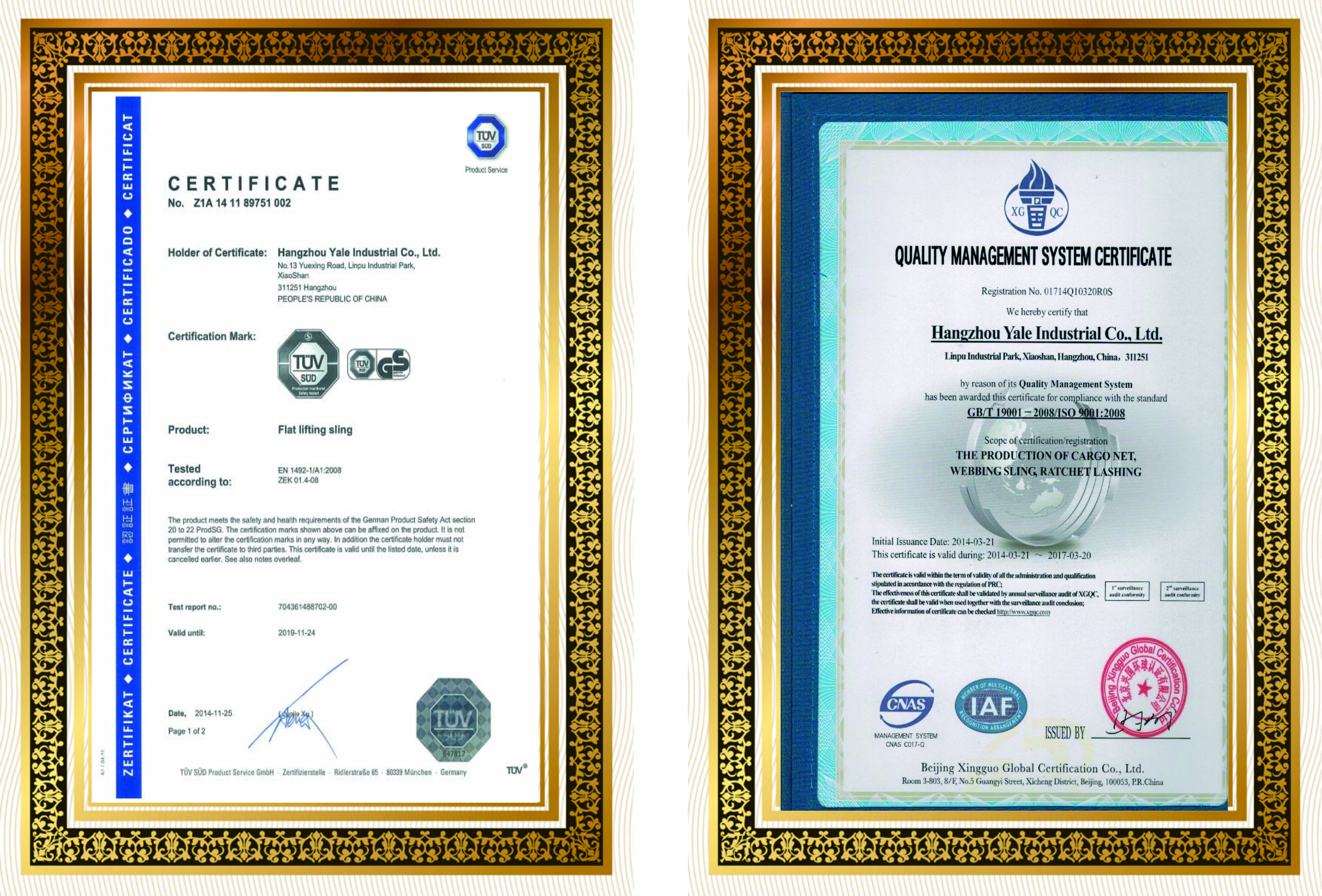 Webbing Sling Certificate 