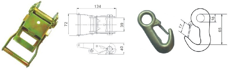 ratchet and karabiner hooks for 35mm lashings